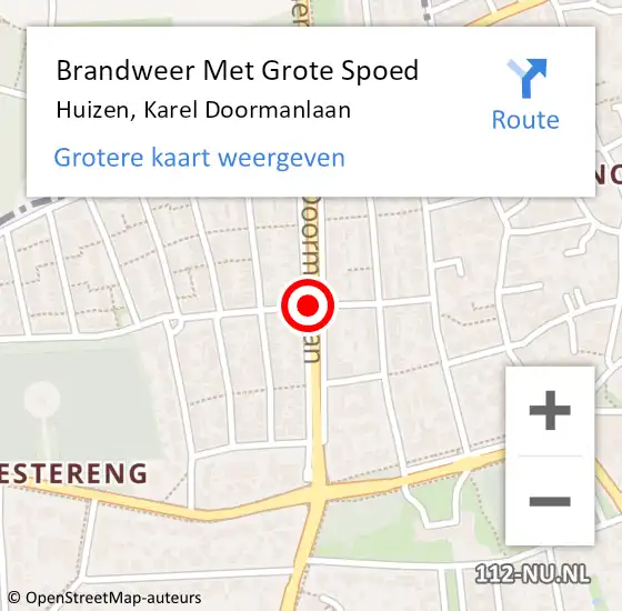 Locatie op kaart van de 112 melding: Brandweer Met Grote Spoed Naar Huizen, Karel Doormanlaan op 28 juni 2016 19:40