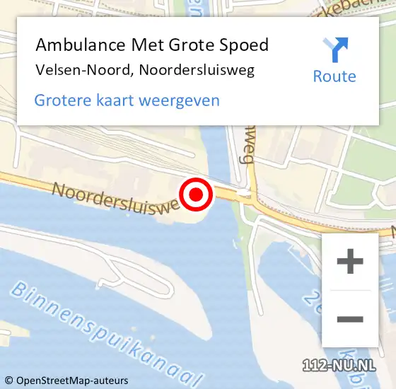 Locatie op kaart van de 112 melding: Ambulance Met Grote Spoed Naar Velsen-Noord, Noordersluisweg op 28 juni 2016 21:37