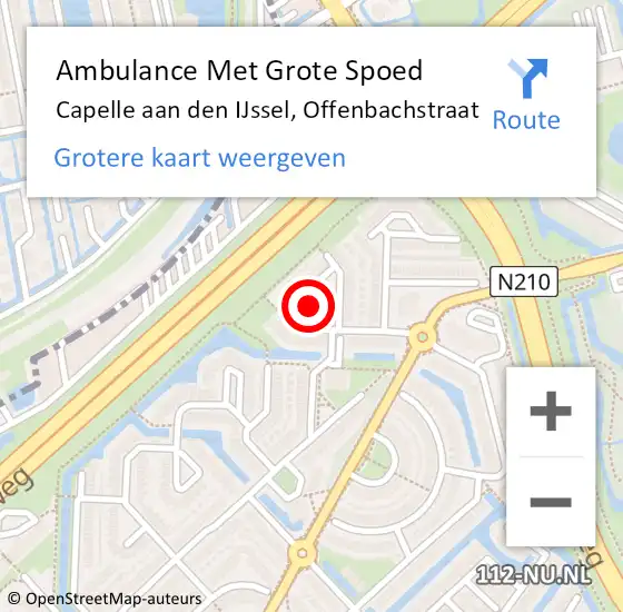 Locatie op kaart van de 112 melding: Ambulance Met Grote Spoed Naar Capelle aan den IJssel, Offenbachstraat op 28 juni 2016 23:16