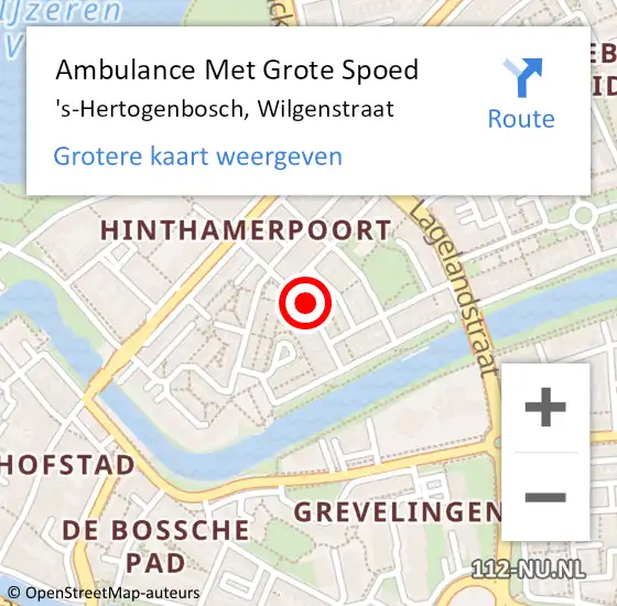 Locatie op kaart van de 112 melding: Ambulance Met Grote Spoed Naar 's-Hertogenbosch, Wilgenstraat op 29 juni 2016 04:45