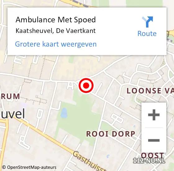 Locatie op kaart van de 112 melding: Ambulance Met Spoed Naar Kaatsheuvel, De Vaertkant op 29 juni 2016 09:41