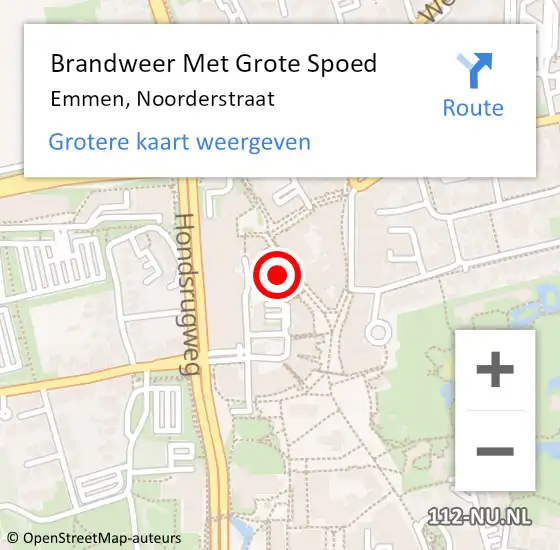 Locatie op kaart van de 112 melding: Brandweer Met Grote Spoed Naar Emmen, Noorderstraat op 29 juni 2016 14:09