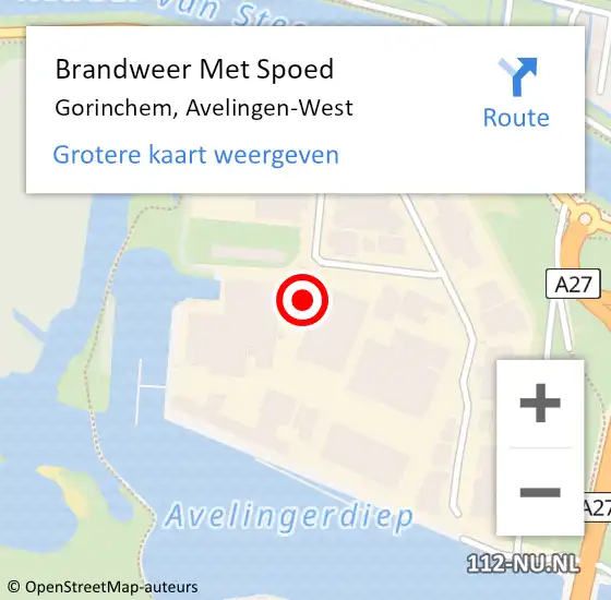 Locatie op kaart van de 112 melding: Brandweer Met Spoed Naar Gorinchem, Avelingen-West op 29 juni 2016 16:00