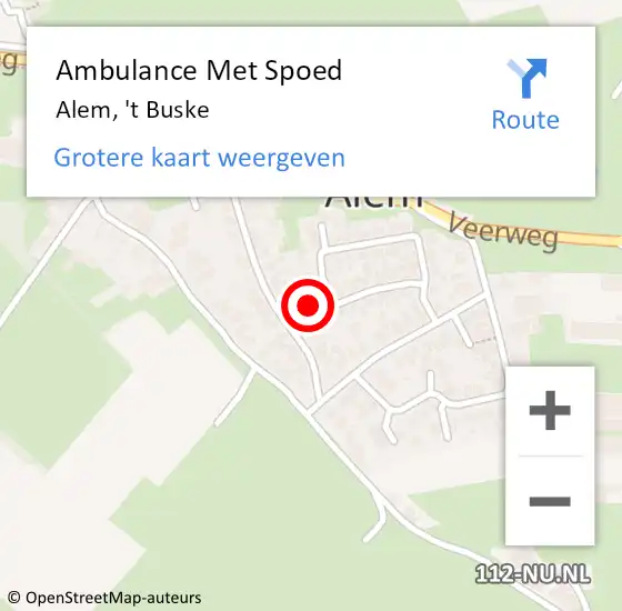 Locatie op kaart van de 112 melding: Ambulance Met Spoed Naar Alem, 't Buske op 29 juni 2016 21:33