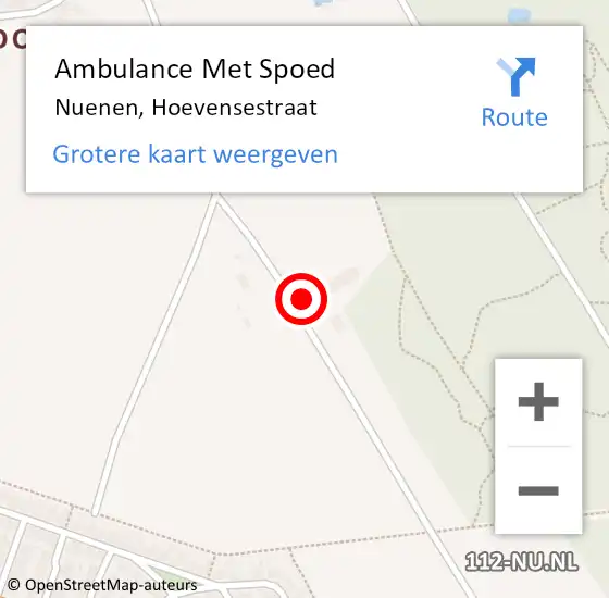 Locatie op kaart van de 112 melding: Ambulance Met Spoed Naar Nuenen, Hoevensestraat op 30 juni 2016 04:20