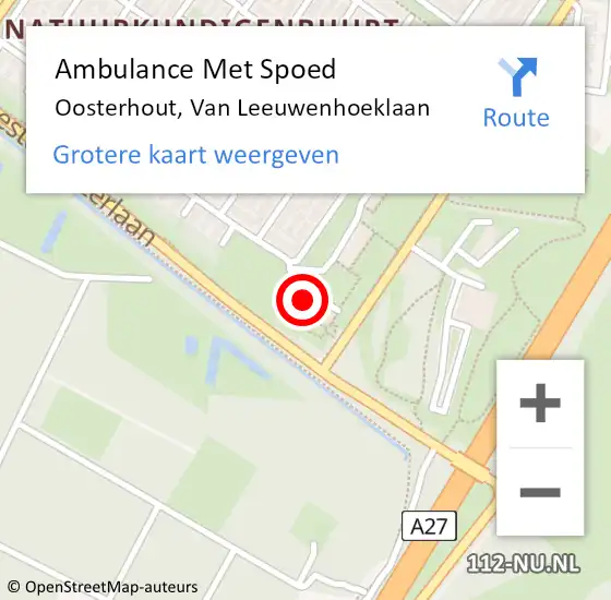 Locatie op kaart van de 112 melding: Ambulance Met Spoed Naar Oosterhout, Van Leeuwenhoeklaan op 30 juni 2016 13:19