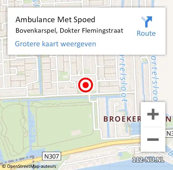 Locatie op kaart van de 112 melding: Ambulance Met Spoed Naar Bovenkarspel, Dokter Flemingstraat op 30 juni 2016 15:18