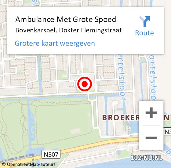 Locatie op kaart van de 112 melding: Ambulance Met Grote Spoed Naar Bovenkarspel, Dokter Flemingstraat op 30 juni 2016 15:21