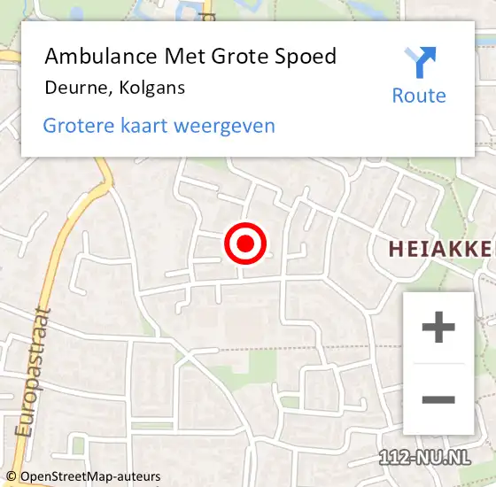 Locatie op kaart van de 112 melding: Ambulance Met Grote Spoed Naar Deurne, Kolgans op 30 juni 2016 16:45