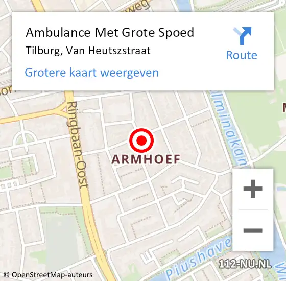 Locatie op kaart van de 112 melding: Ambulance Met Grote Spoed Naar Tilburg, Van Heutszstraat op 30 juni 2016 16:55