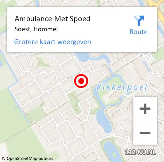 Locatie op kaart van de 112 melding: Ambulance Met Spoed Naar Soest, Hommel op 30 juni 2016 19:22
