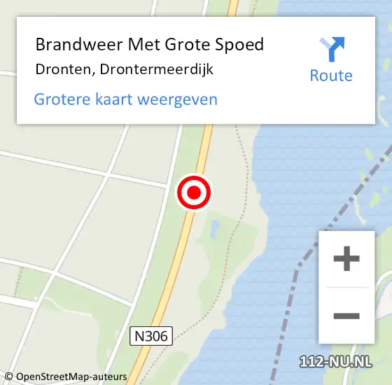 Locatie op kaart van de 112 melding: Brandweer Met Grote Spoed Naar Dronten, Drontermeerdijk op 1 juli 2016 04:47