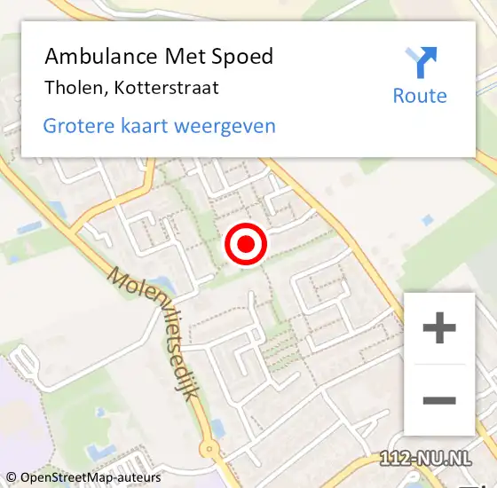 Locatie op kaart van de 112 melding: Ambulance Met Spoed Naar Tholen, Kotterstraat op 2 juli 2016 02:40