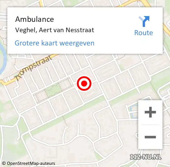 Locatie op kaart van de 112 melding: Ambulance Veghel, Aert van Nesstraat op 2 juli 2016 03:40