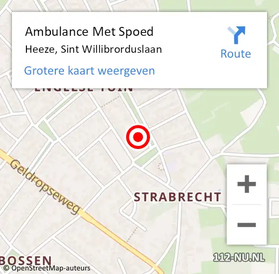 Locatie op kaart van de 112 melding: Ambulance Met Spoed Naar Heeze, Sint Willibrorduslaan op 2 juli 2016 08:44