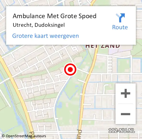 Locatie op kaart van de 112 melding: Ambulance Met Grote Spoed Naar Utrecht, Dudoksingel op 2 juli 2016 08:51