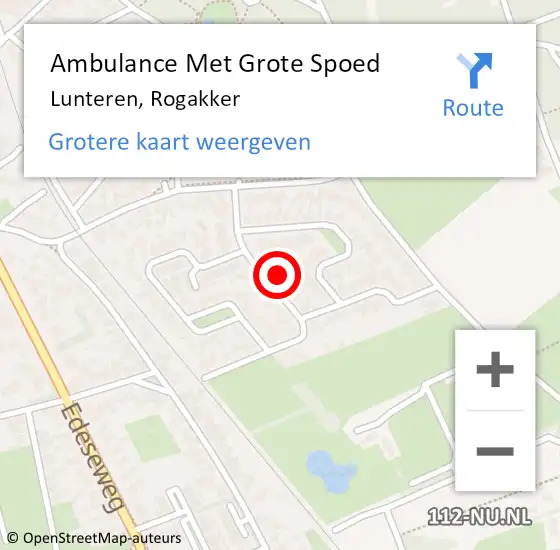 Locatie op kaart van de 112 melding: Ambulance Met Grote Spoed Naar Lunteren, Rogakker op 3 juli 2016 10:56