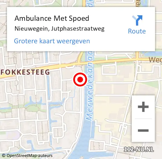 Locatie op kaart van de 112 melding: Ambulance Met Spoed Naar Nieuwegein, Jutphasestraatweg op 3 juli 2016 12:39