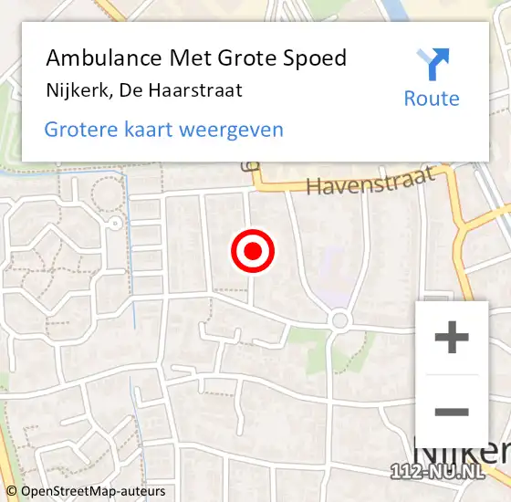 Locatie op kaart van de 112 melding: Ambulance Met Grote Spoed Naar Nijkerk, De Haarstraat op 3 juli 2016 17:34