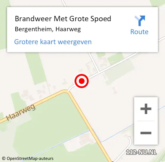 Locatie op kaart van de 112 melding: Brandweer Met Grote Spoed Naar Bergentheim, Haarweg op 3 juli 2016 19:33