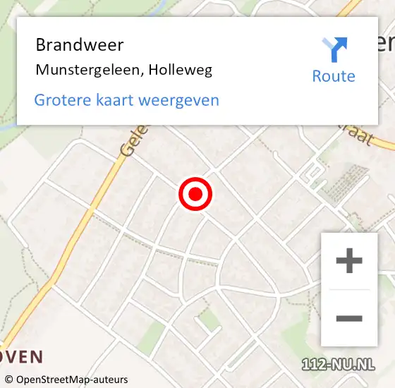 Locatie op kaart van de 112 melding: Brandweer Munstergeleen, Holleweg op 3 juli 2016 21:32