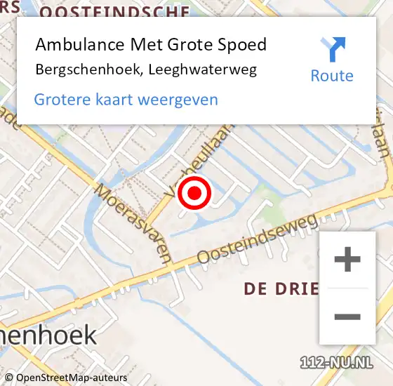 Locatie op kaart van de 112 melding: Ambulance Met Grote Spoed Naar Bergschenhoek, Leeghwaterweg op 4 juli 2016 00:44