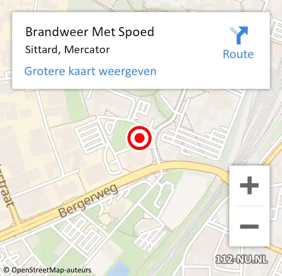 Locatie op kaart van de 112 melding: Brandweer Met Spoed Naar Sittard, Mercator op 4 juli 2016 06:43