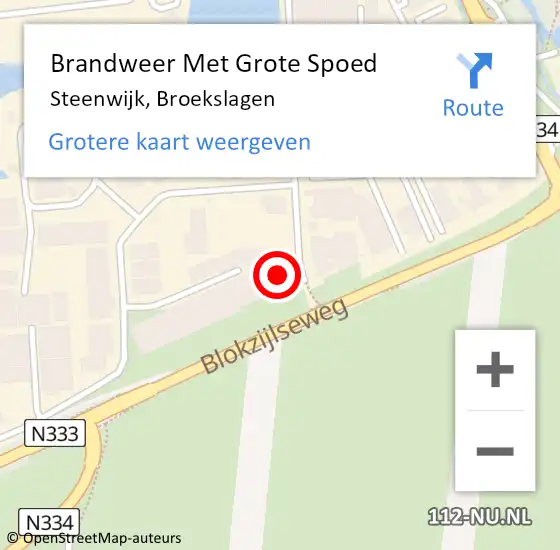 Locatie op kaart van de 112 melding: Brandweer Met Grote Spoed Naar Steenwijk, Broekslagen op 4 juli 2016 07:36