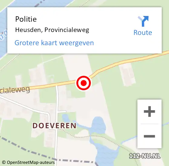Locatie op kaart van de 112 melding: Politie Heusden, Provincialeweg op 4 juli 2016 16:44