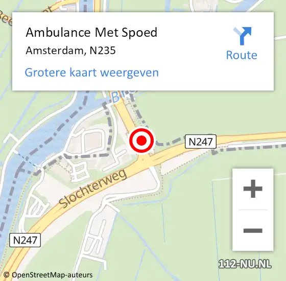 Locatie op kaart van de 112 melding: Ambulance Met Spoed Naar Amsterdam, N235 op 4 juli 2016 17:18