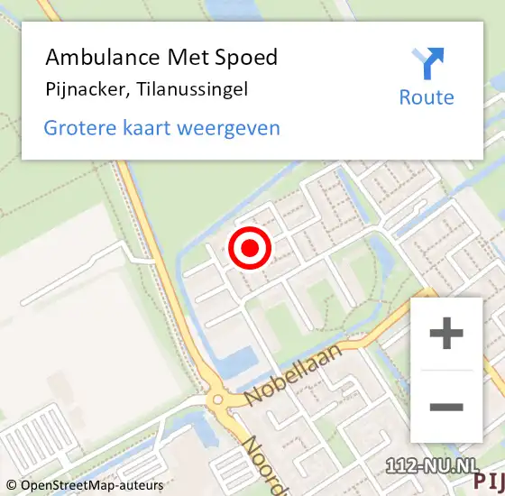 Locatie op kaart van de 112 melding: Ambulance Met Spoed Naar Pijnacker, Tilanussingel op 4 juli 2016 18:36