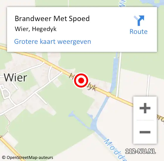 Locatie op kaart van de 112 melding: Brandweer Met Spoed Naar Wier, Hegedyk op 20 december 2013 09:28