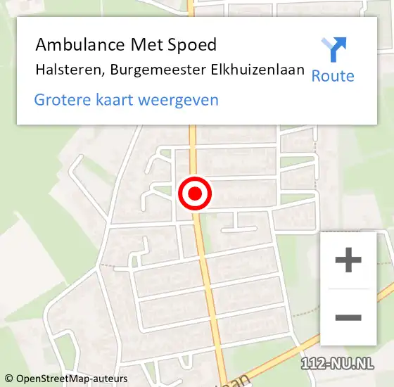 Locatie op kaart van de 112 melding: Ambulance Met Spoed Naar Halsteren, Burgemeester Elkhuizenlaan op 5 juli 2016 02:33