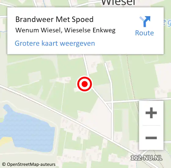 Locatie op kaart van de 112 melding: Brandweer Met Spoed Naar Wenum Wiesel, Wieselse Enkweg op 5 juli 2016 06:28
