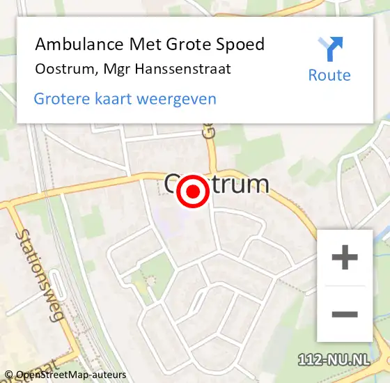 Locatie op kaart van de 112 melding: Ambulance Met Grote Spoed Naar Oostrum, Mgr Hanssenstraat op 5 juli 2016 09:41