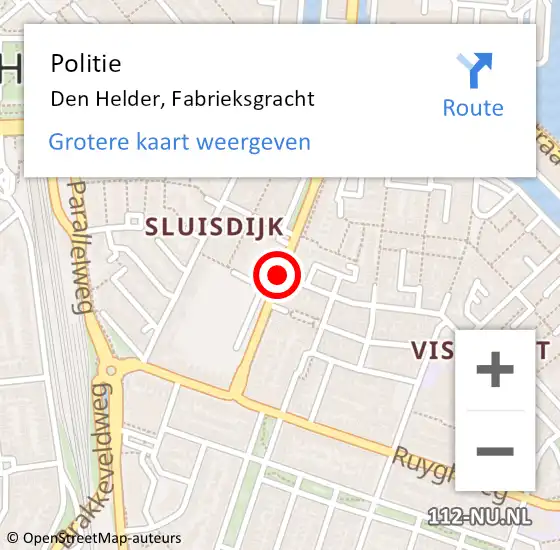 Locatie op kaart van de 112 melding: Politie Den Helder, Fabrieksgracht op 5 juli 2016 11:31