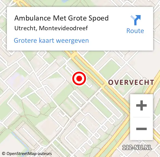 Locatie op kaart van de 112 melding: Ambulance Met Grote Spoed Naar Utrecht, Montevideodreef op 5 juli 2016 21:50