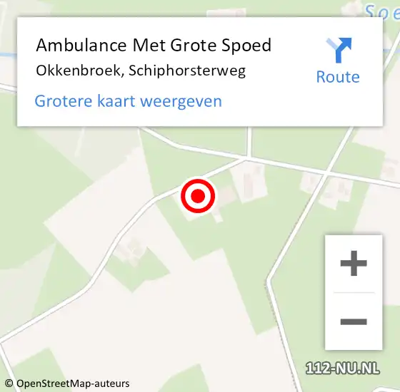 Locatie op kaart van de 112 melding: Ambulance Met Grote Spoed Naar Okkenbroek, Schiphorsterweg op 6 juli 2016 13:56