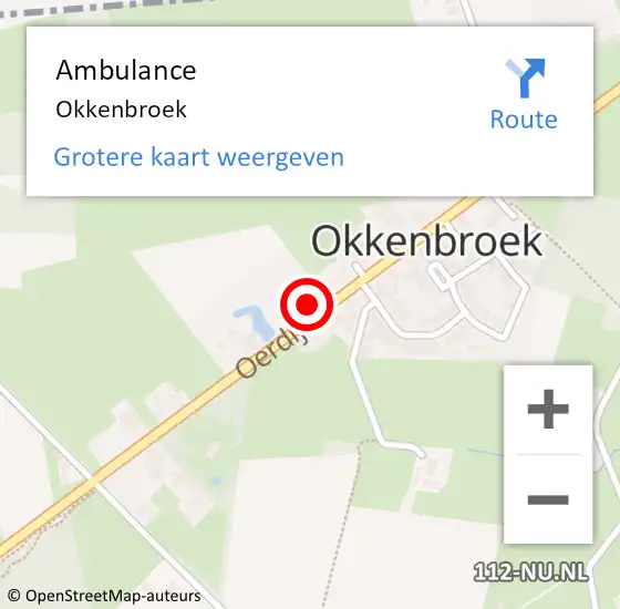Locatie op kaart van de 112 melding: Ambulance Okkenbroek op 6 juli 2016 13:58