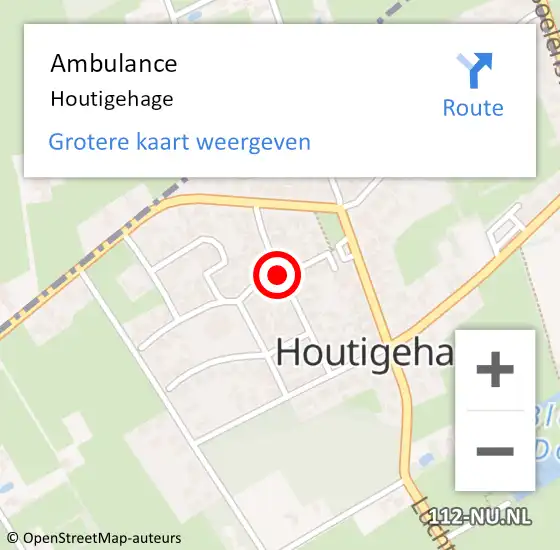 Locatie op kaart van de 112 melding: Ambulance Houtigehage op 7 juli 2016 08:49