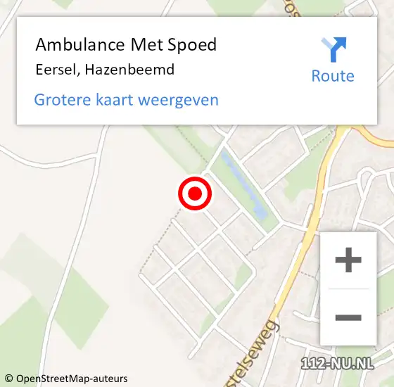 Locatie op kaart van de 112 melding: Ambulance Met Spoed Naar Eersel, Hazenbeemd op 7 juli 2016 11:34