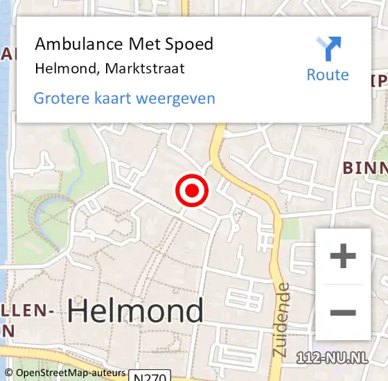 Locatie op kaart van de 112 melding: Ambulance Met Spoed Naar Helmond, Marktstraat op 8 juli 2016 01:01