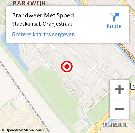 Locatie op kaart van de 112 melding: Brandweer Met Spoed Naar Stadskanaal, Oranjestraat op 8 juli 2016 02:18