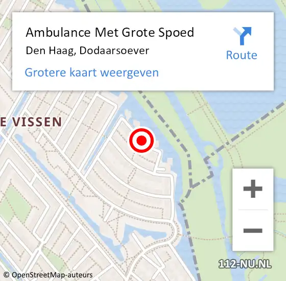 Locatie op kaart van de 112 melding: Ambulance Met Grote Spoed Naar Den Haag, Dodaarsoever op 8 juli 2016 03:15