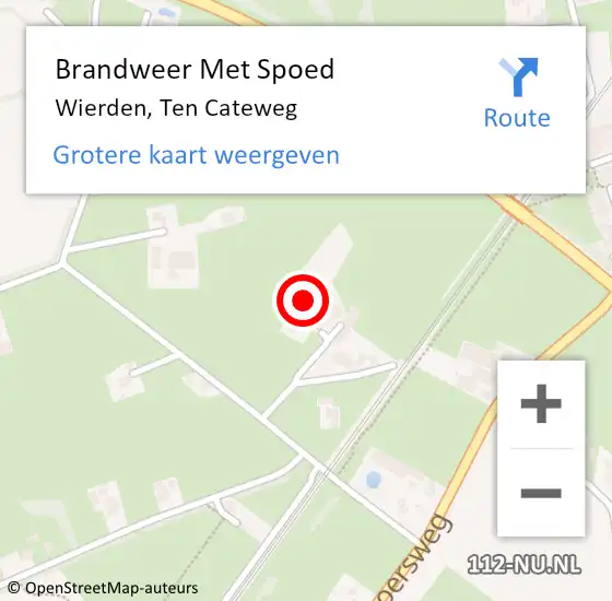 Locatie op kaart van de 112 melding: Brandweer Met Spoed Naar Wierden, Ten Cateweg op 8 juli 2016 11:00