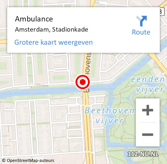 Locatie op kaart van de 112 melding: Ambulance Amsterdam, Stadionkade op 8 juli 2016 23:03