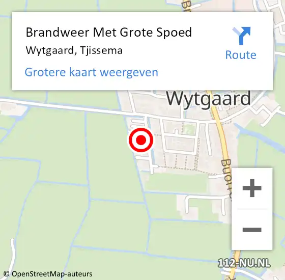 Locatie op kaart van de 112 melding: Brandweer Met Grote Spoed Naar Wytgaard, Tjissema op 9 juli 2016 08:37