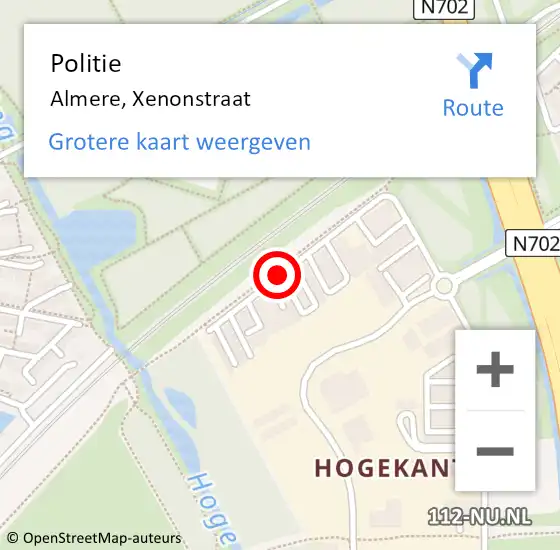 Locatie op kaart van de 112 melding: Politie Almere, Xenonstraat op 9 juli 2016 10:56