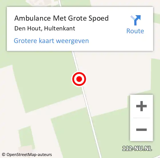 Locatie op kaart van de 112 melding: Ambulance Met Grote Spoed Naar Den Hout, Hultenkant op 9 juli 2016 13:47