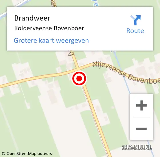 Locatie op kaart van de 112 melding: Brandweer Kolderveense Bovenboer op 9 juli 2016 17:16
